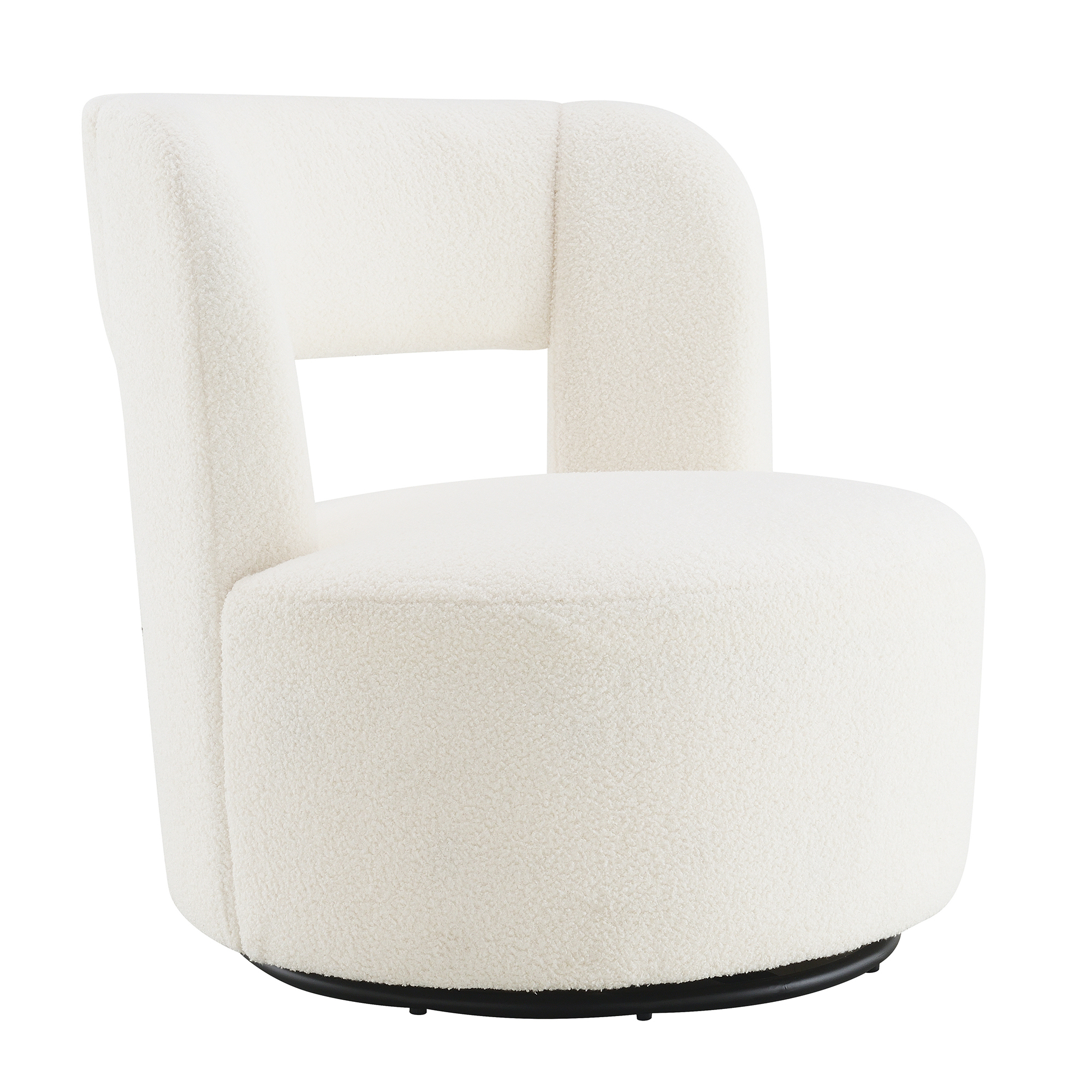 Anmytek Swivel Barrel Chair Soft Teddy Fabric Round Accent Chair Comfy Upholstered Chair for Living Room Bedroom Reading Waitingroom Teddy Cream