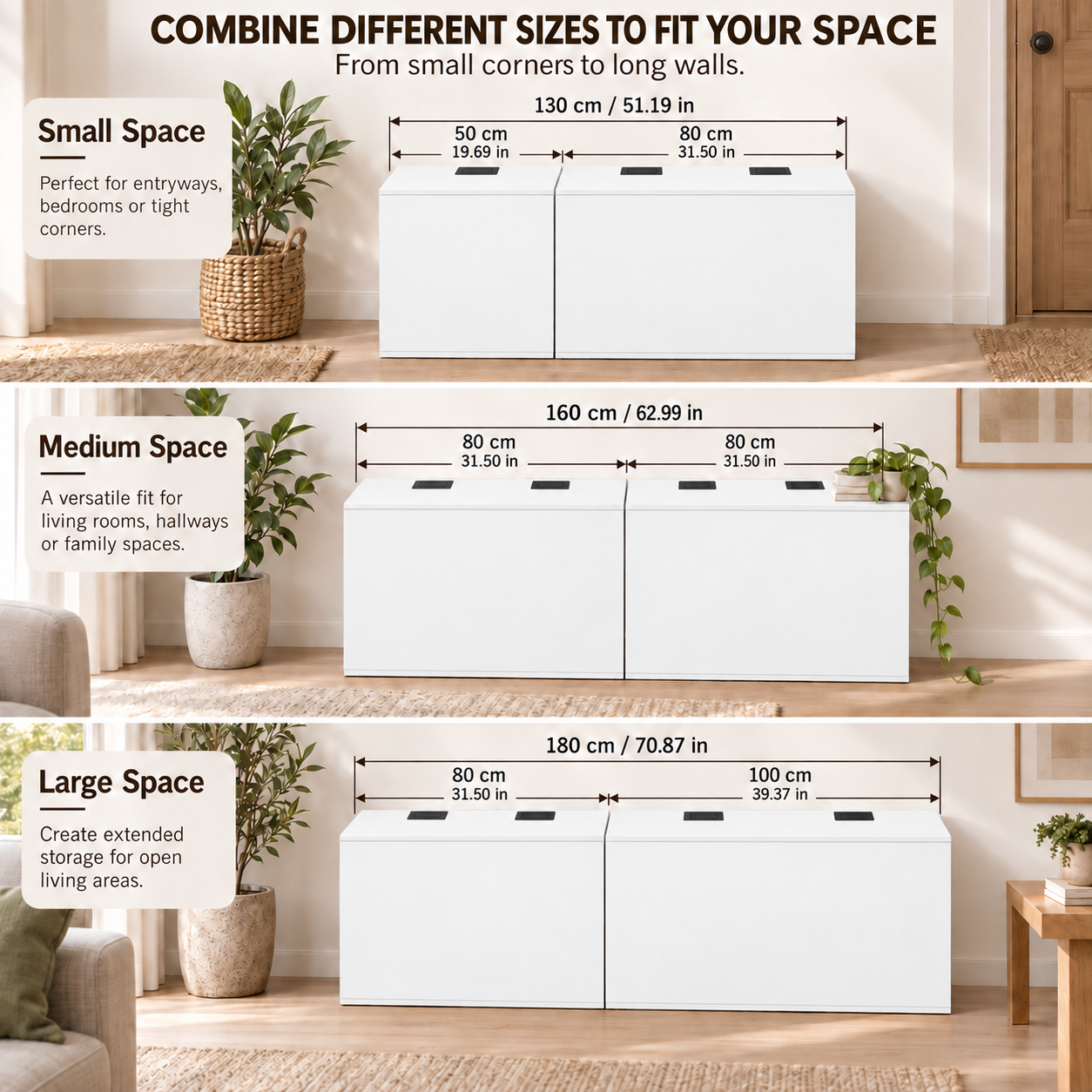 Anmytek White Wooden Lift Top Storage Bench 39 x 11 x 15 inch Modular Storage Cabinet Narrow Space Organizer Combinable Storage Chest for Bedroom Living Room Entryway