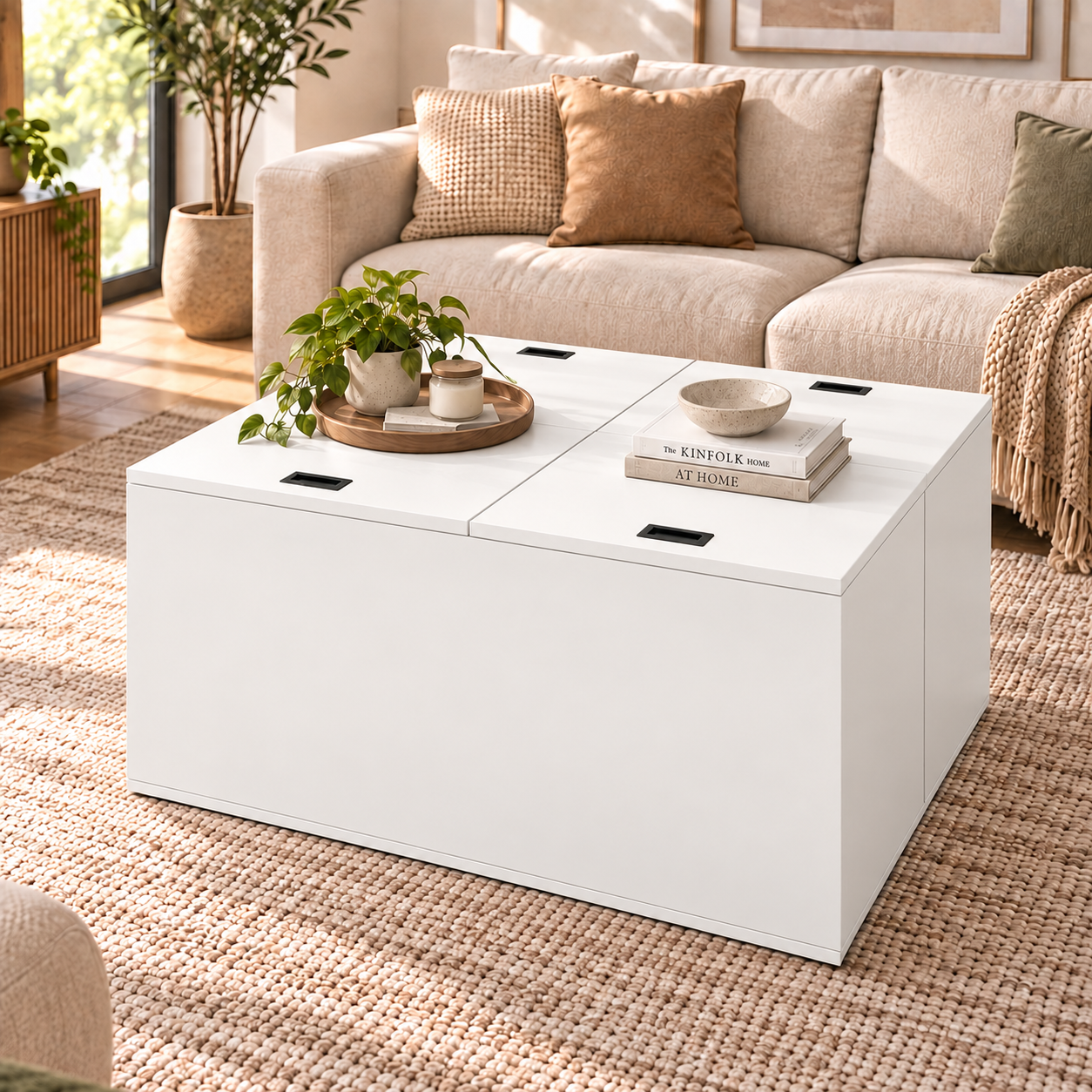 Anmytek White Wooden Lift Top Storage Bench 39 x 11 x 15 inch Modular Storage Cabinet Narrow Space Organizer Combinable Storage Chest for Bedroom Living Room Entryway