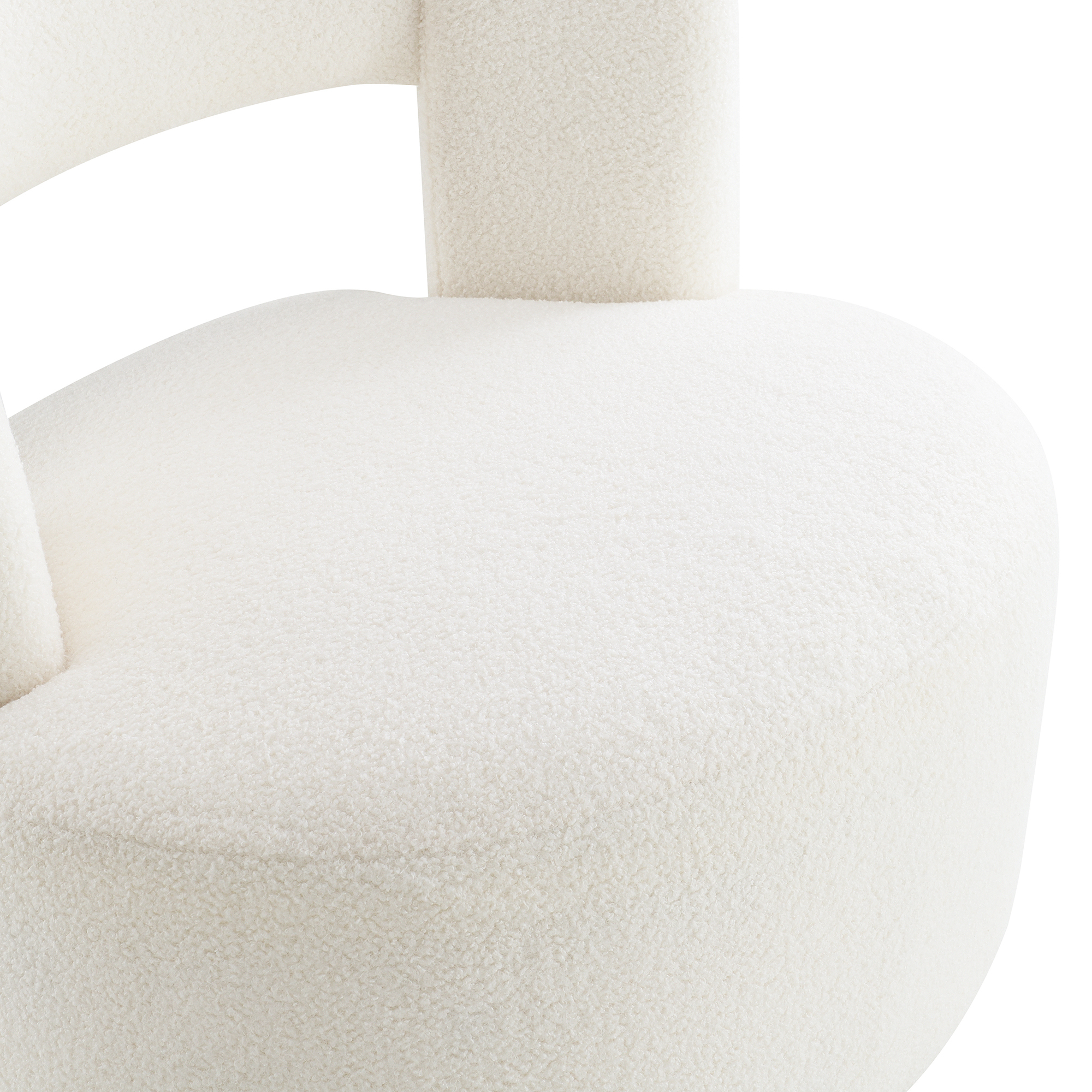 Anmytek Swivel Barrel Chair Soft Teddy Fabric Round Accent Chair Comfy Upholstered Chair for Living Room Bedroom Reading Waitingroom Teddy Cream