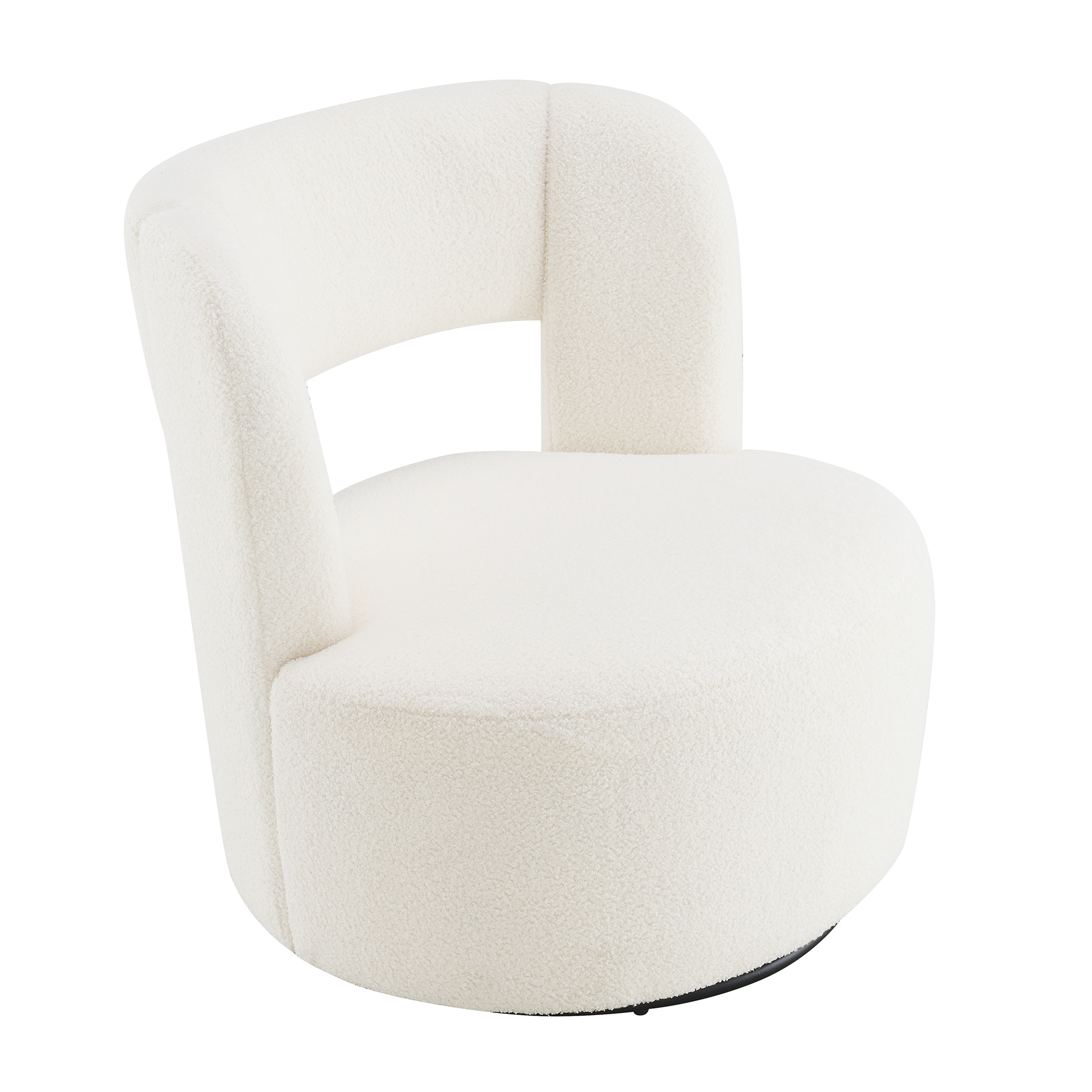Anmytek Swivel Barrel Chair Soft Teddy Fabric Round Accent Chair Comfy Upholstered Chair for Living Room Bedroom Reading Waitingroom Teddy Cream