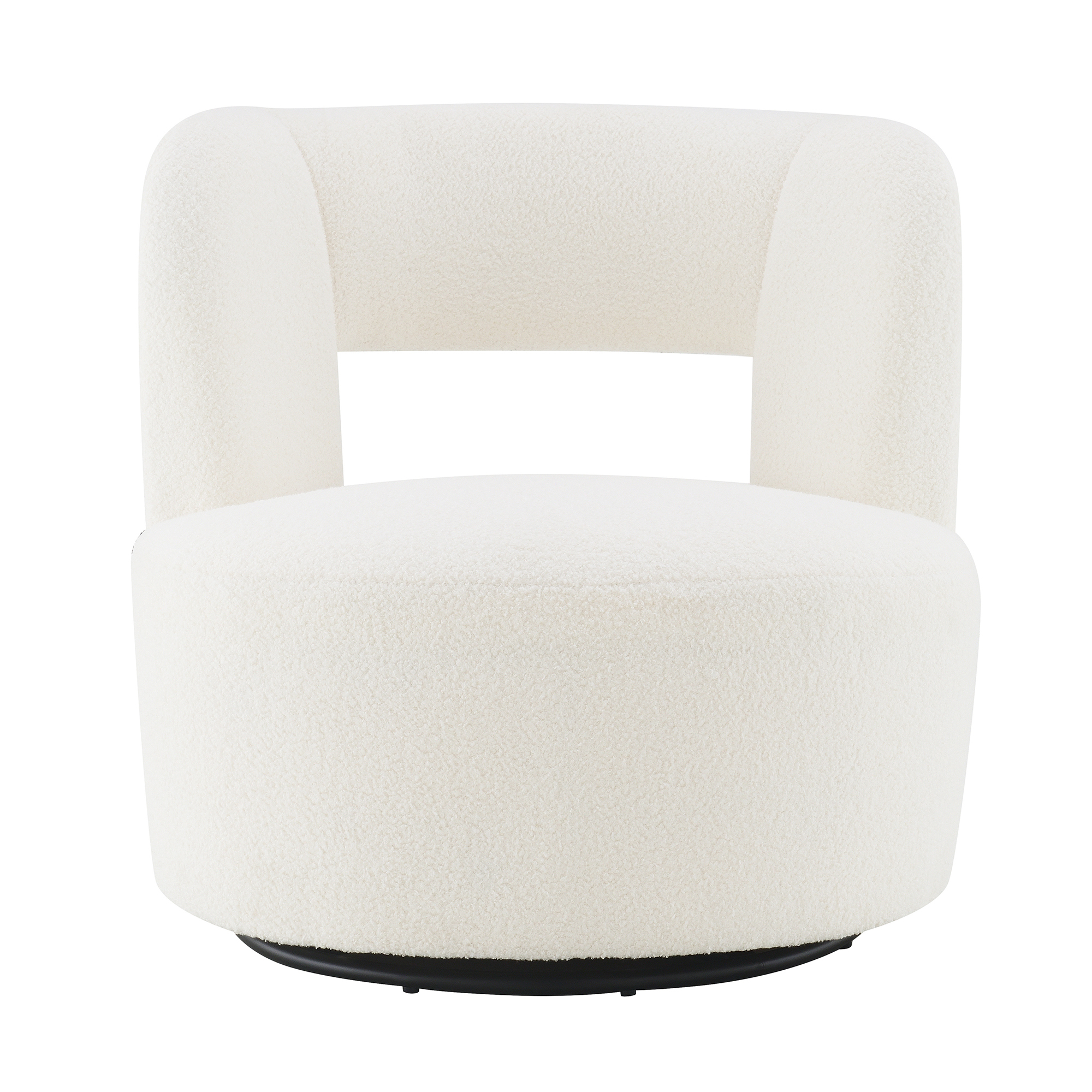 Anmytek Swivel Barrel Chair Soft Teddy Fabric Round Accent Chair Comfy Upholstered Chair for Living Room Bedroom Reading Waitingroom Teddy Cream