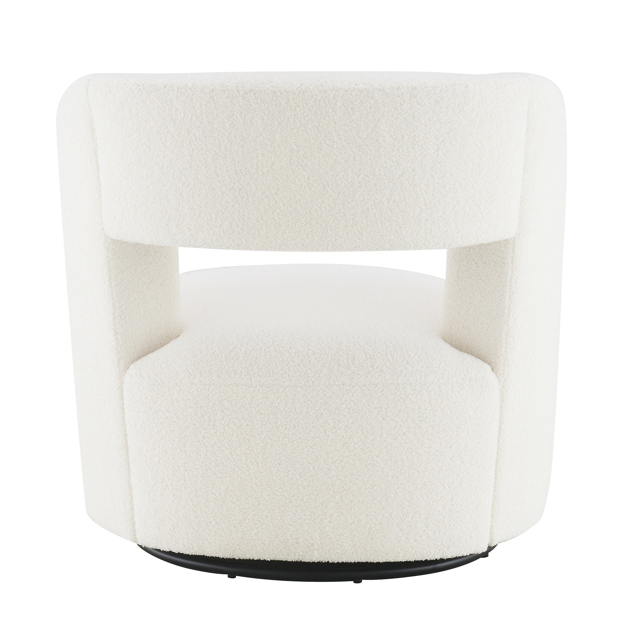Anmytek Swivel Barrel Chair Soft Teddy Fabric Round Accent Chair Comfy Upholstered Chair for Living Room Bedroom Reading Waitingroom Teddy Cream