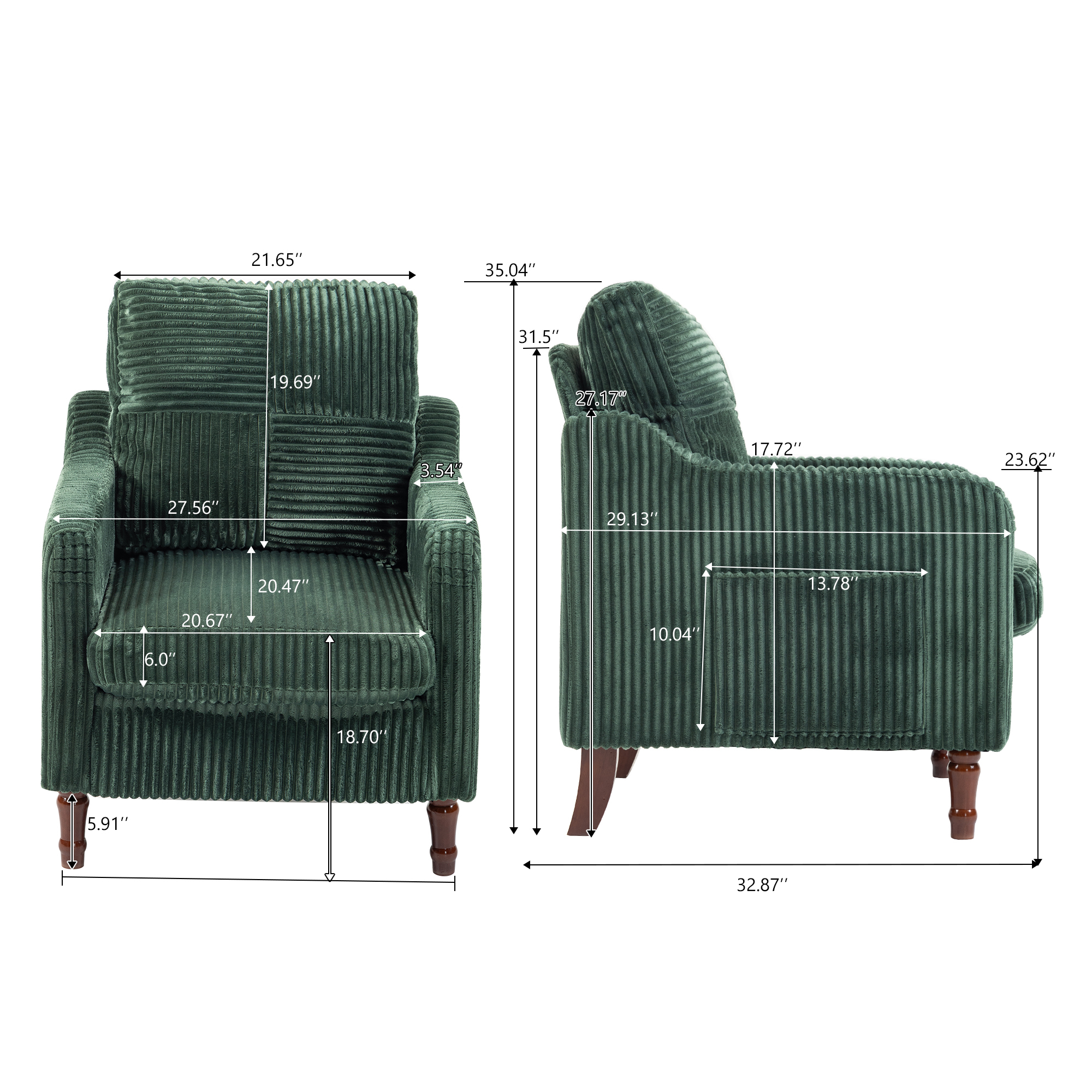 Anmytek Mid Century Modern Scooped Armchair Upholstered Comfy Accent Chair with Solid Wood Feet Reading Chair for Living Room Bedroom Apartment Waiting Room