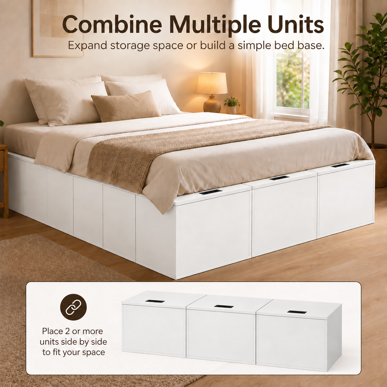 Anmytek White Wooden Lift Top Storage Bench 39 x 11 x 15 inch Modular Storage Cabinet Narrow Space Organizer Combinable Storage Chest for Bedroom Living Room Entryway