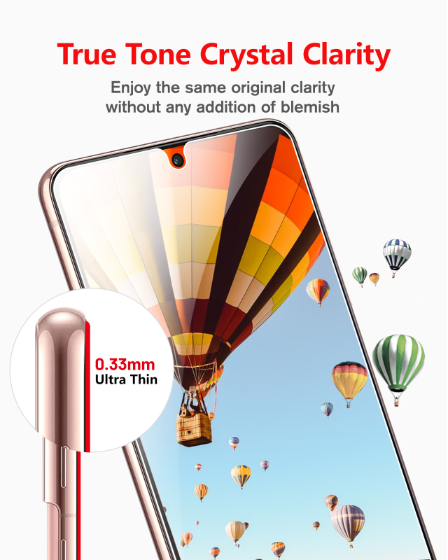 Transparent HD Clear / Anti-Scratch / ubbles Free / High Response / Case Friendly / 9H Hardness / Tempered Glass