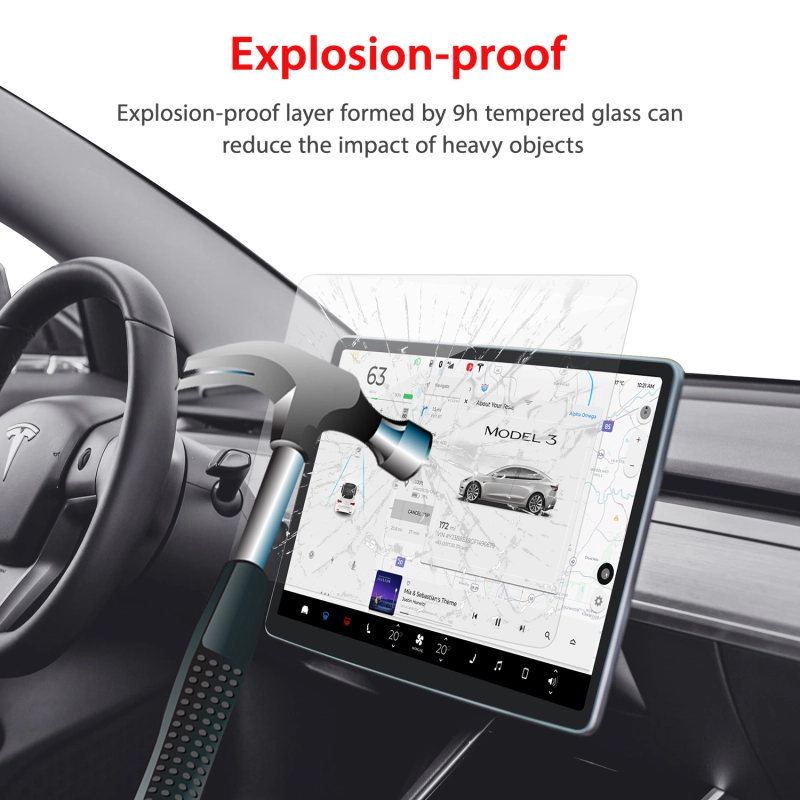 Silkfeel Tempered Glass Screen Protector Compatible with Tesla Model 3 / Y Center Control Touchscreen Car Navigation Screen Protector [Anti-Glare] [Au