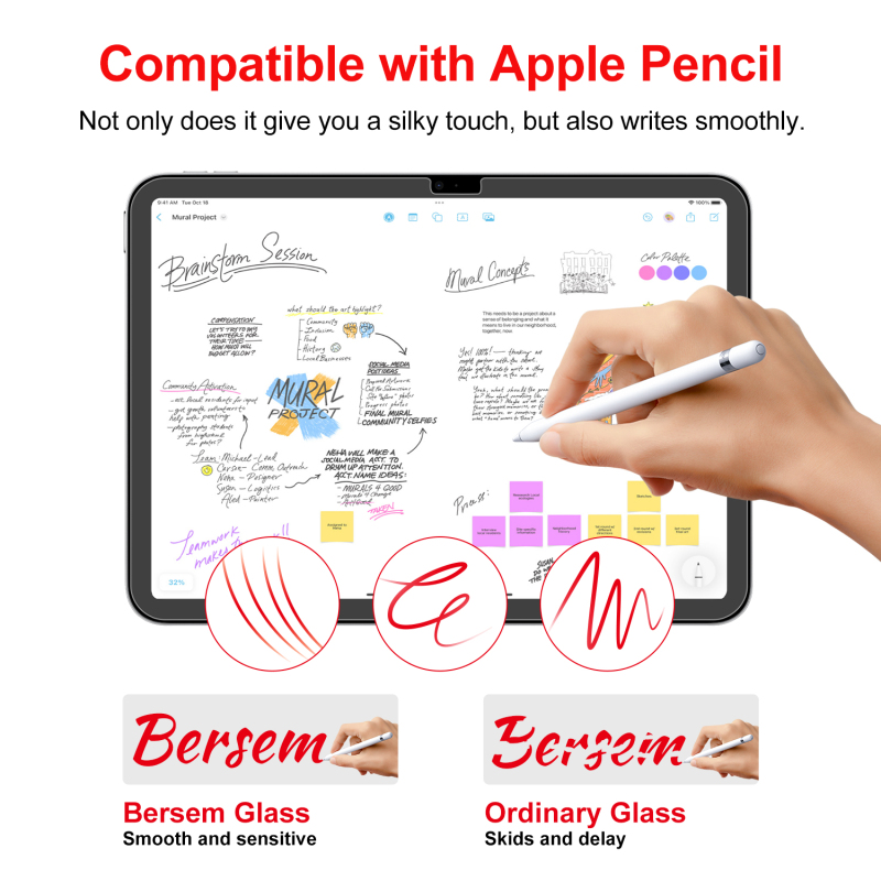 B ERSEM Silkfeel Glass Screen Protector Compatible with iPad 10th Generation 10.9 inch (2022), Matte PET Film for Drawing,