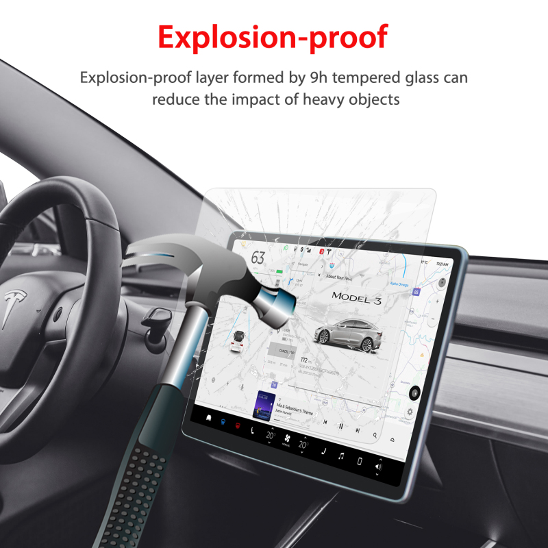 BERSEM Silkfeel Glass Screen Protector Compatible with Tesla Model 3 / Y Center Control Touch Screen Car Navigation [EZ Kit] [Anti Glare] [Automatic Alignment] [Bubble Free]