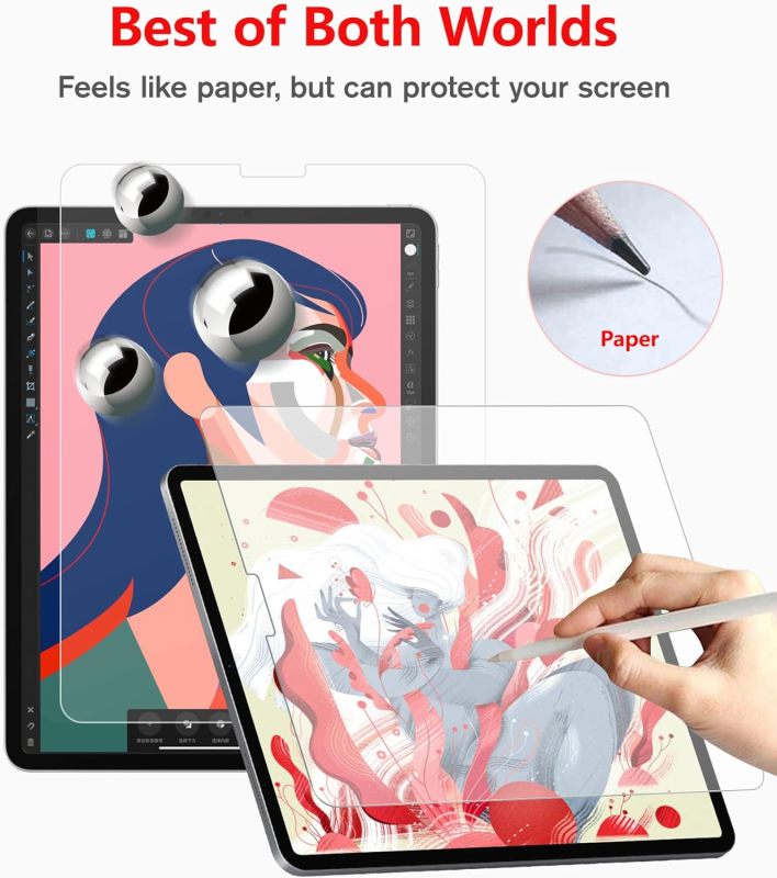 BERSEM Paperfeel Glass Screen Protector compatible with iPad Pro 11 inch (2022&2021&2020&2018 Models) iPad Air 5th/iPad Air 4th Generation (10.9 inch,2022&2020) with Alignment Tool Anti Glare/Anti Fall/Case Friendly