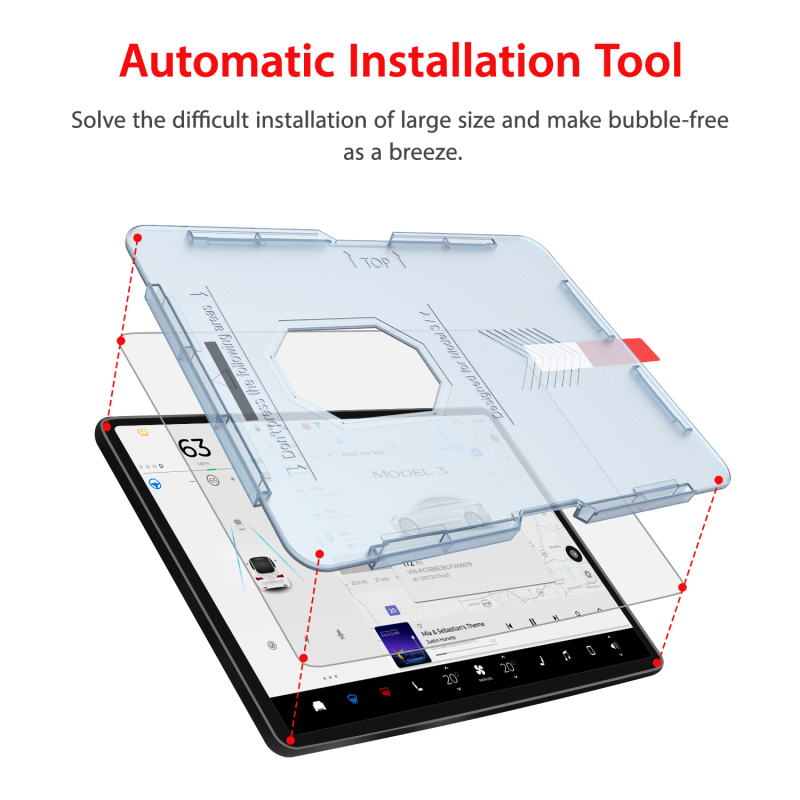 BERSEM Silkfeel Glass Screen Protector Compatible with Tesla Model 3 / Y Center Control Touch Screen Car Navigation [EZ Kit] [Anti Glare] [Automatic Alignment] [Bubble Free]