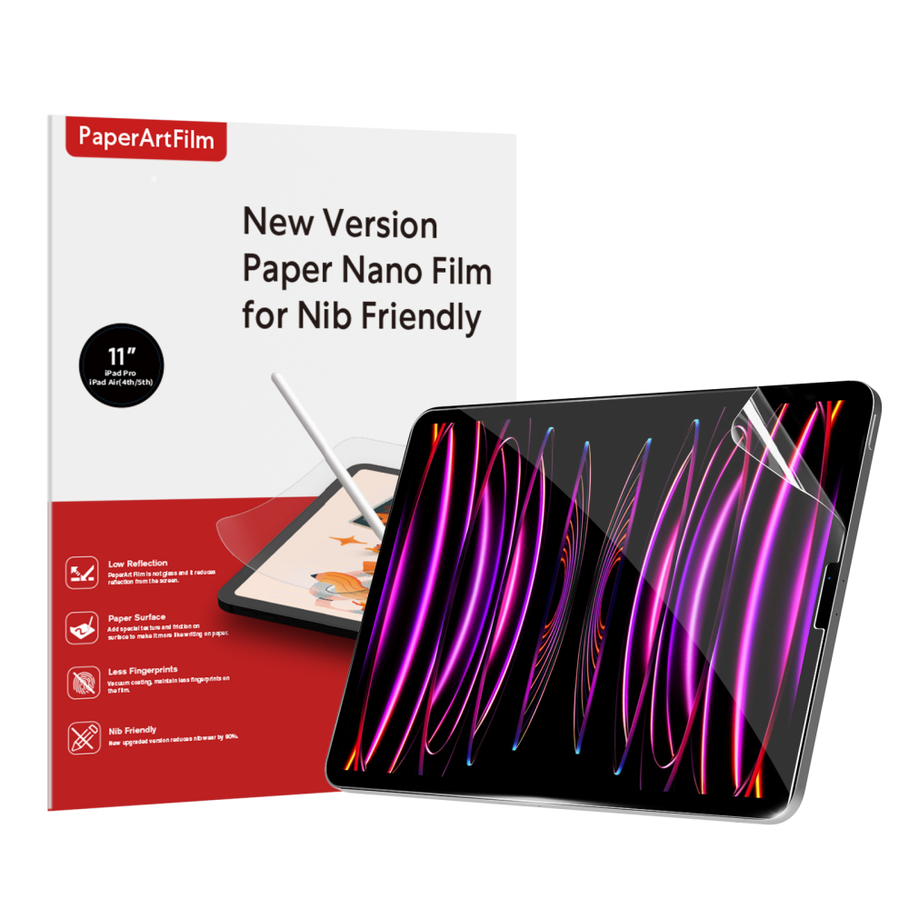 PaperArtFilm Screen protector Compatible with iPad Pro 11 inch (2022/2021/2020/2018 Models) / iPad Air 5th / 4th Generation (10.9 inch), Anti-Glare, Write as Paper, Matte PET Film-2 PACK