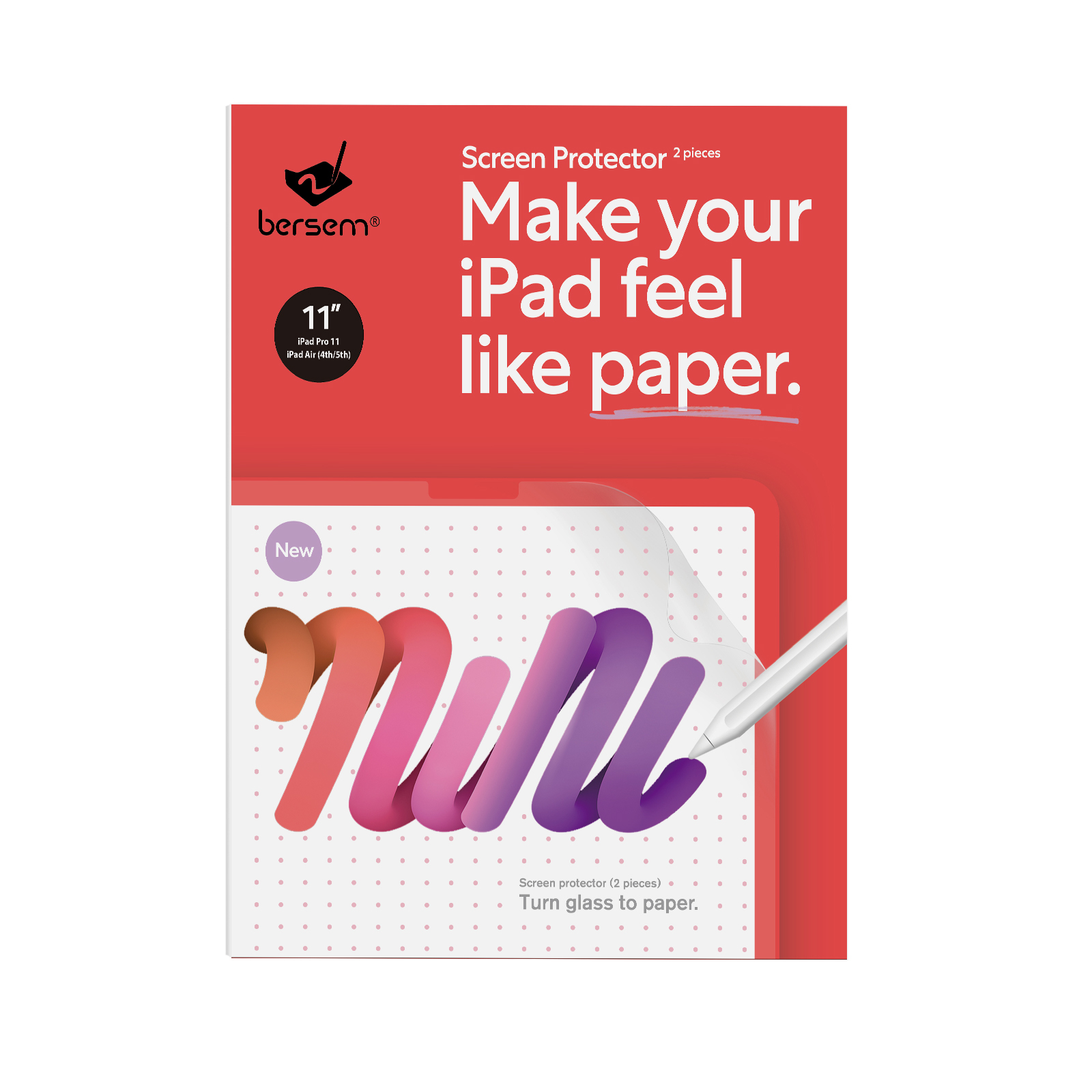 BERSEM [2 PACK] Paperfeel Screen Protector Compatible with iPad 11/iPad 10.2/iPad 9.7//iPad 12.9//iPad 10.9, Write and Draw Like on Paper, Anti Glare with Easy Installation Kit