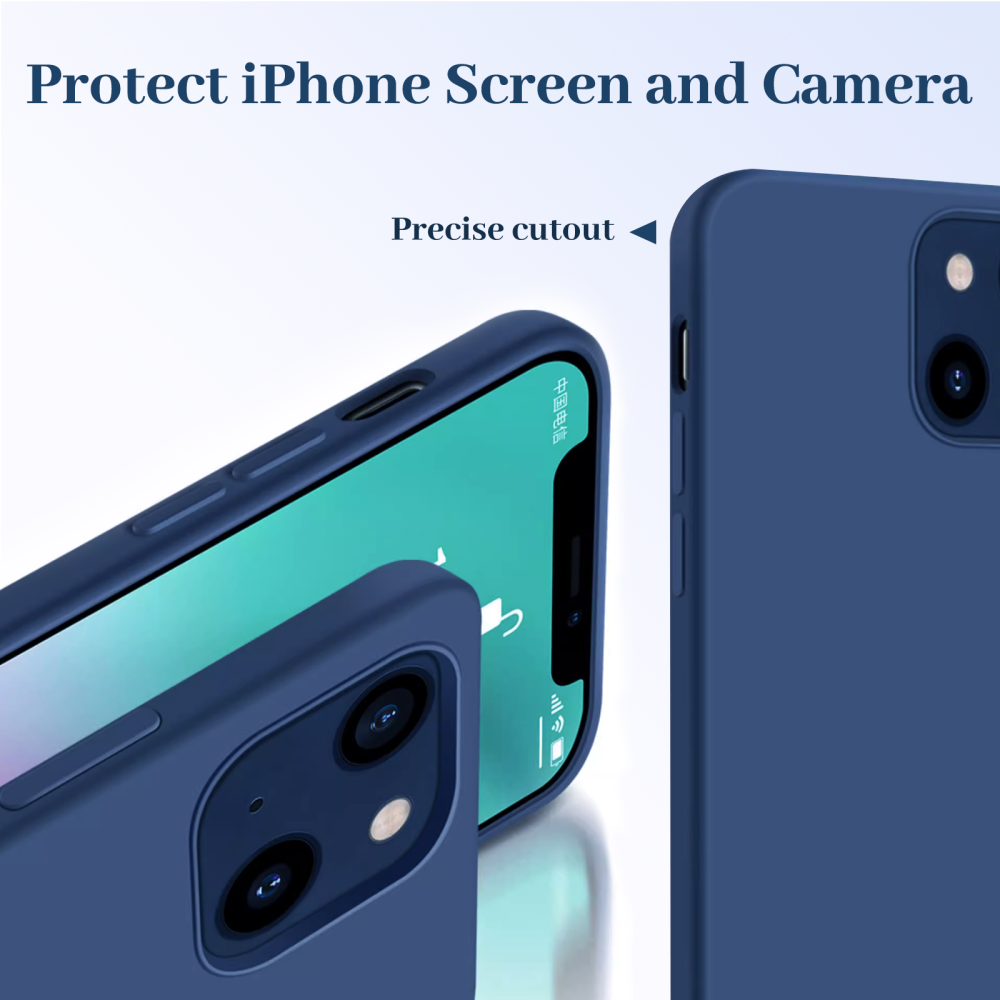 BERSEM Compatible with iPhone 12 / iPhone 12 Pro Case (6.1 inch), Silicone Shockproof Cell Phone Cases [Soft Anti-Scratch Microfiber Lining] Protective Covers for Smartphones, Klein Blue