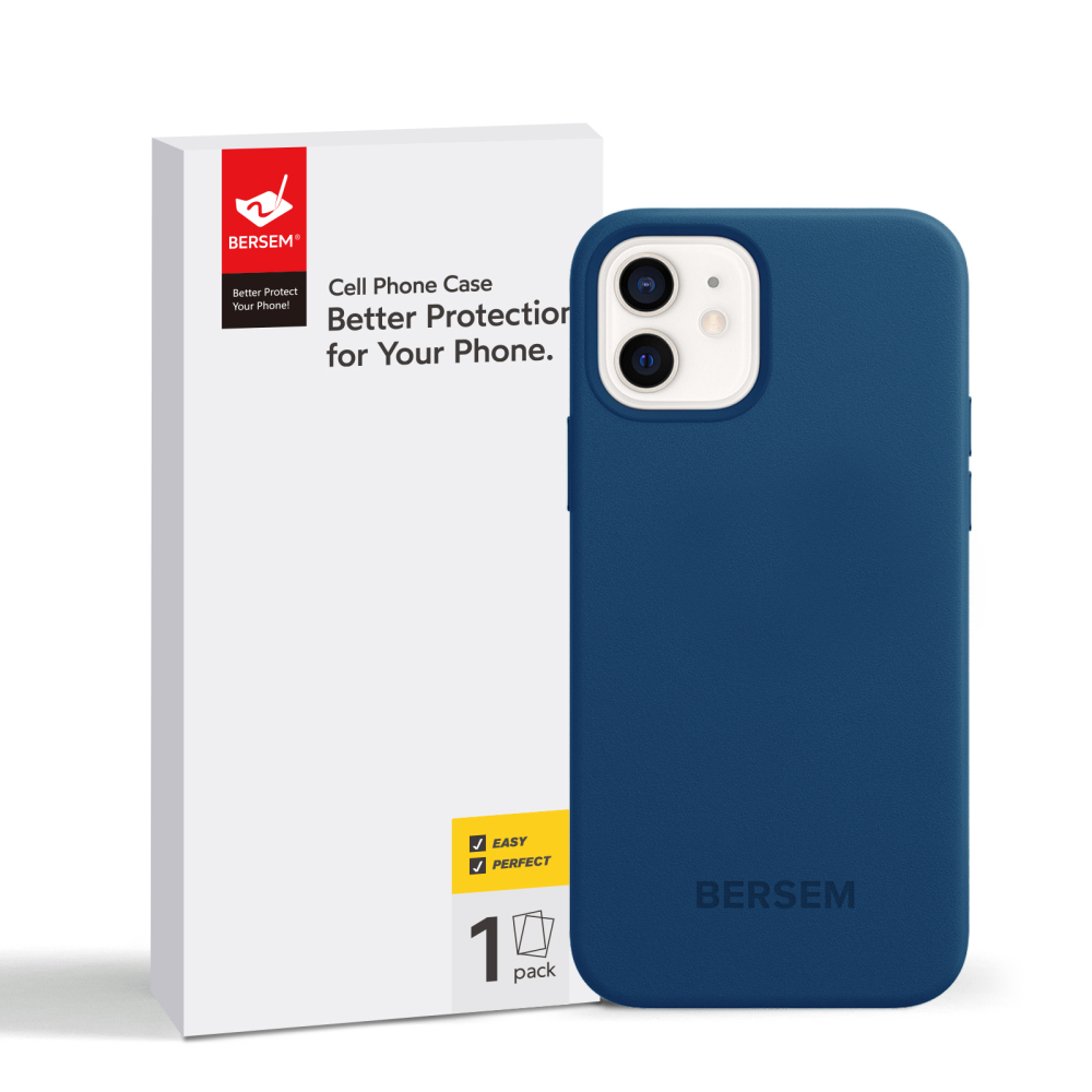 BERSEM Compatible with iPhone 12 / iPhone 12 Pro Case (6.1 inch), Silicone Shockproof Cell Phone Cases [Soft Anti-Scratch Microfiber Lining] Protective Covers for Smartphones, Klein Blue