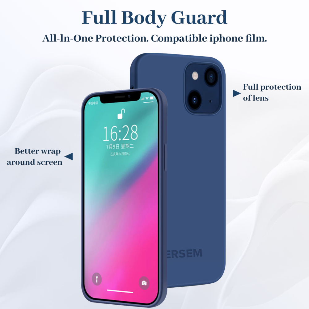 BERSEM Compatible with iPhone 12 / iPhone 12 Pro Case (6.1 inch), Silicone Shockproof Cell Phone Cases [Soft Anti-Scratch Microfiber Lining] Protective Covers for Smartphones, Klein Blue