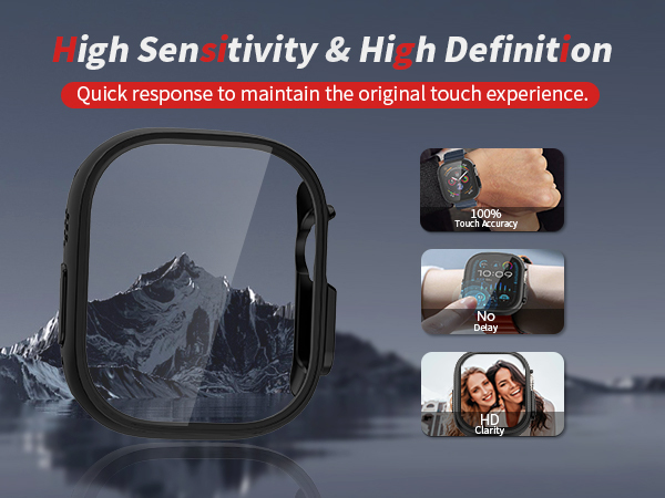 [2 Pack] Waterproof PC Case with Tempered Glass Screen Protector Compatible with Apple Watch Series 9 (2023) / 8/7 45mm, Full Protection, Waterproof, High Transparent, Anti-Scratch