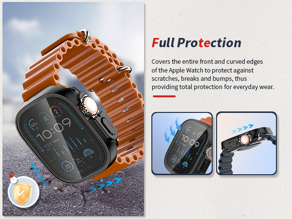 [2 Pack] Waterproof PC Case with Tempered Glass Screen Protector Compatible with Apple Watch Series 9 (2023) / 8/7 45mm, Full Protection, Waterproof, High Transparent, Anti-Scratch