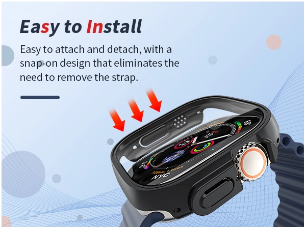 [2 Pack] Waterproof PC Case with Tempered Glass Screen Protector Compatible with Apple Watch Series 9 (2023) / 8/7 45mm, Full Protection, Waterproof, High Transparent, Anti-Scratch