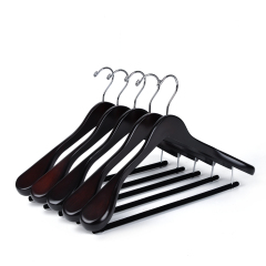 Mahogany Solid Wooden Clothes Hanger With Velvet Bar