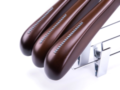 Deluxe Walnut Color Wooden Suit Hanger With Clips