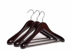 Deluxe Walnut Color Wooden Suit Hanger With A Wood Bar