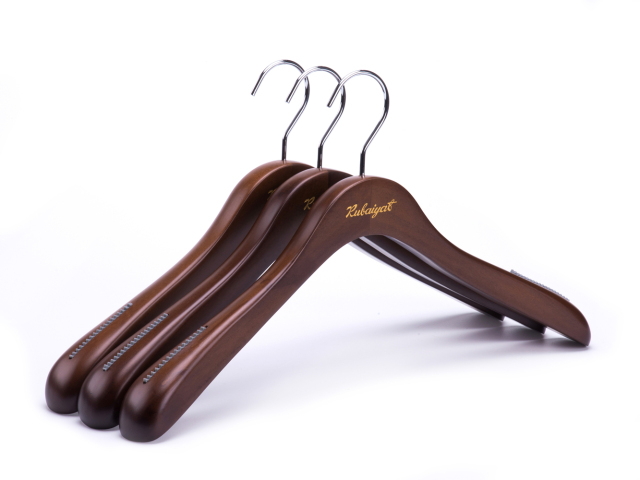 Deluxe Walnut Color Wooden Coat Hanger