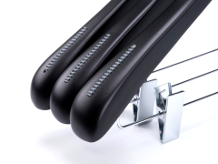 Deluxe Black Color Wooden Suit Hanger With Clips