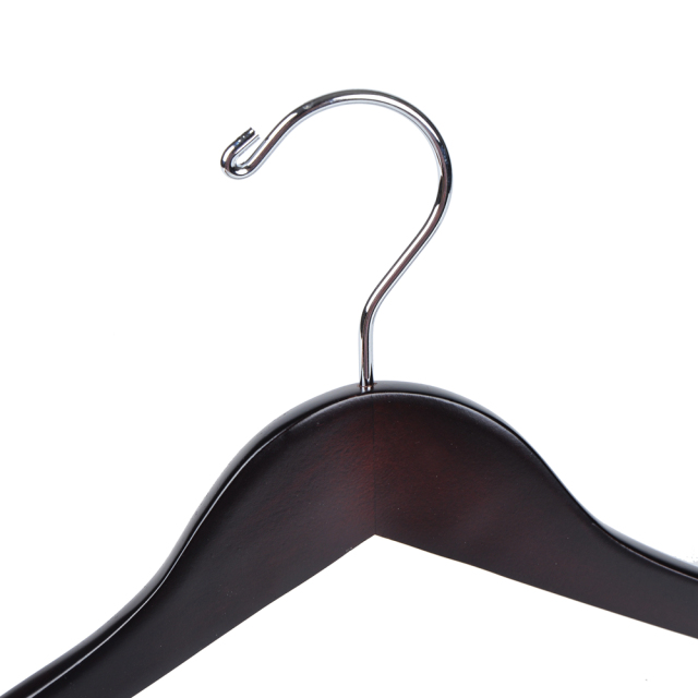 Mahogany Solid Wooden Clothes Hanger With Velvet Bar