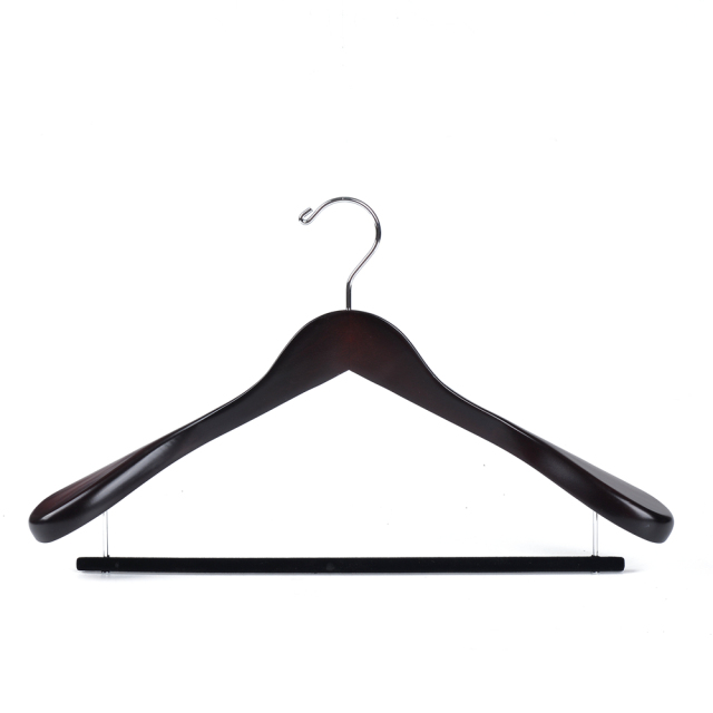 Mahogany Solid Wooden Clothes Hanger With Velvet Bar