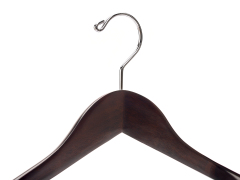 Walnut Color Wooden Clothes Hanger with Round Bar