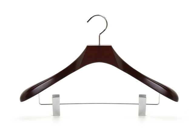 Deluxe Wooden Coat Suit Hanger with Clips