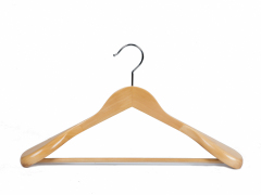Natural Color Wooden Clothes Hanger With Round Bar