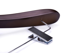 Deluxe Walnut Color Wooden Suit Hanger With Clips