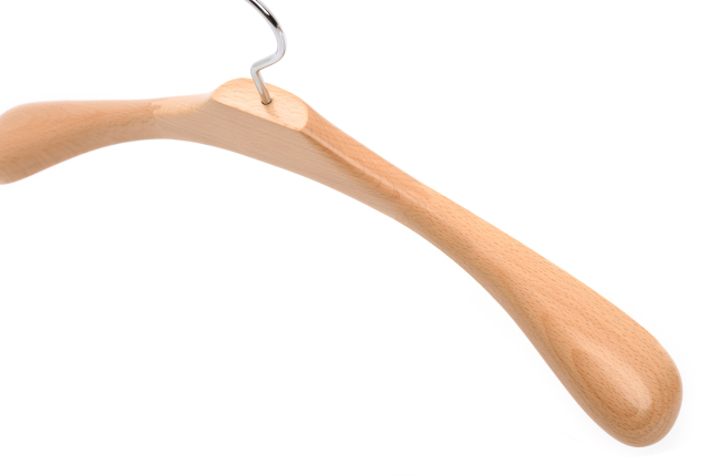 Deluxe Natural Color Wooden Coat Hanger with Bar