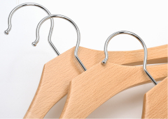 Deluxe Natural Color Wooden Coat Hanger With Bar