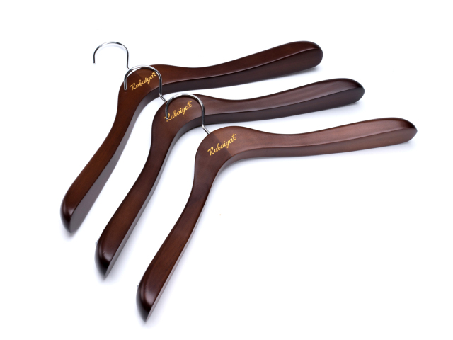 Deluxe Walnut Color Wooden Coat Hanger