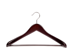 Deluxe Walnut Color Wooden Suit Hanger With A Wood Bar