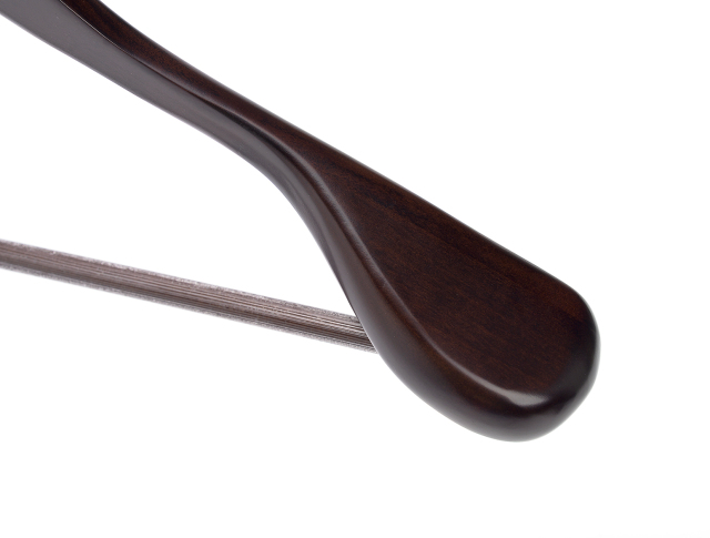Walnut Color Wooden Clothes Hanger with Round Bar