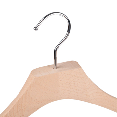 Deluxe Unpainted Natural Color Wooden Suit Hanger with Clips