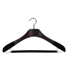 Deluxe Walnut Color Wooden Suit Hanger With Sliding Bar