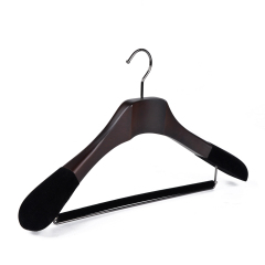 Deluxe Walnut Color Wooden Suit Hanger With Sliding Bar