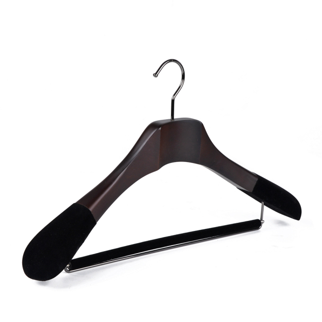 Deluxe Walnut Color Wooden Suit Hanger With Sliding Bar