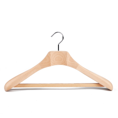 Deluxe Unpainted Natural Color Wooden Suit Hanger With Square Bar
