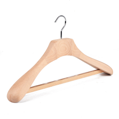 Deluxe Unpainted Natural Color Wooden Suit Hanger With Square Bar