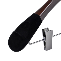 Deluxe Walnut Color Wooden Suit Hanger With Clips