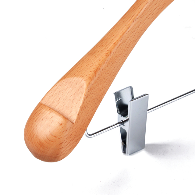 Deluxe Natural Color Wooden Suit Hanger With Clips