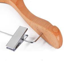 Deluxe Natural Color Wooden Suit Hanger With Clips