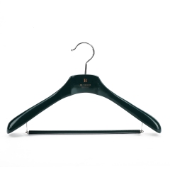 Deluxe Green Wooden Suit Hanger With Locking Bar