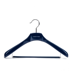 Deluxe Navy Blue Wooden Suit Hanger With Locking Bar